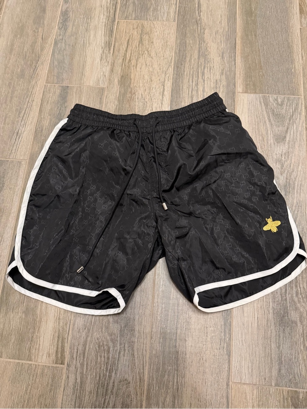 Gucci GG Jacquard Nylon Swim Shorts with Bee Embroidery
